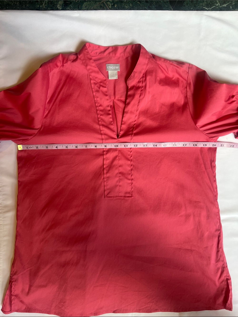 Chicos Sz 0.5 Women's Pink Flounce Style Sleeve Top Dramatic Ruffle Artsy - Picture 3 of 10